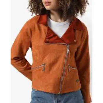 Campus Sutra Suede Jacket with Zip Closure